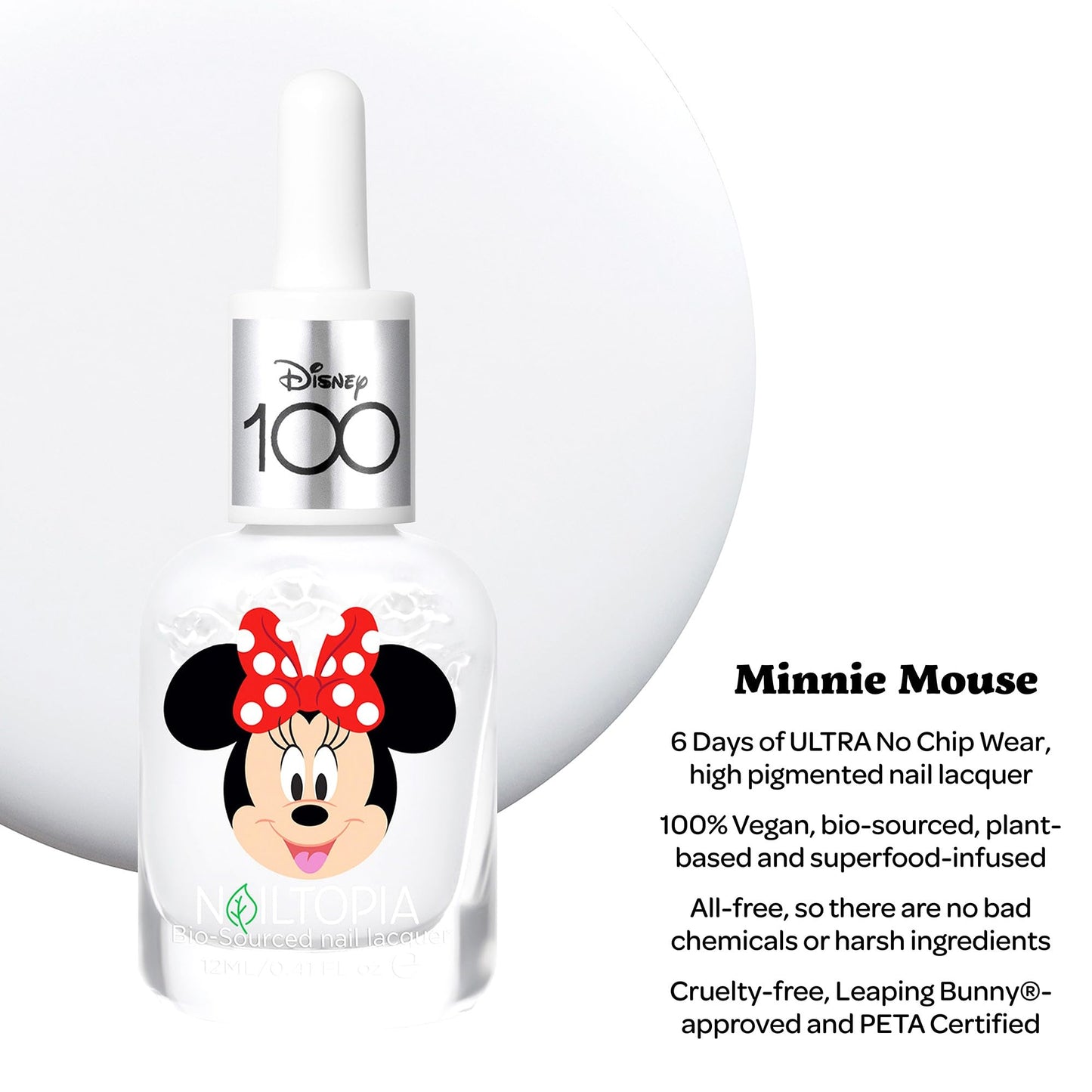 Nailtopia Bio-Sourced Chip Free Nail Lacquer Disney Collection Minnie Mouse - Superfood-Infused Polish - Chip Resistant Formula - Quick-Dry, Long Beauty & Personal Care Nailtopia
