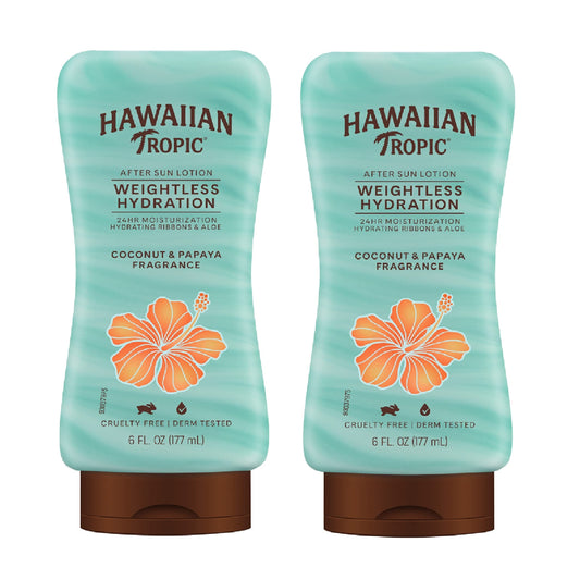 Hawaiian Tropic Weightless Hydration After Sun Lotion with Aloe, 6Fl Oz Twin Pack, Hawaiian Tropic Lotion, Moisturizing Lotion, After Sun Care, After Beauty & Personal Care Hawaiian Tropic