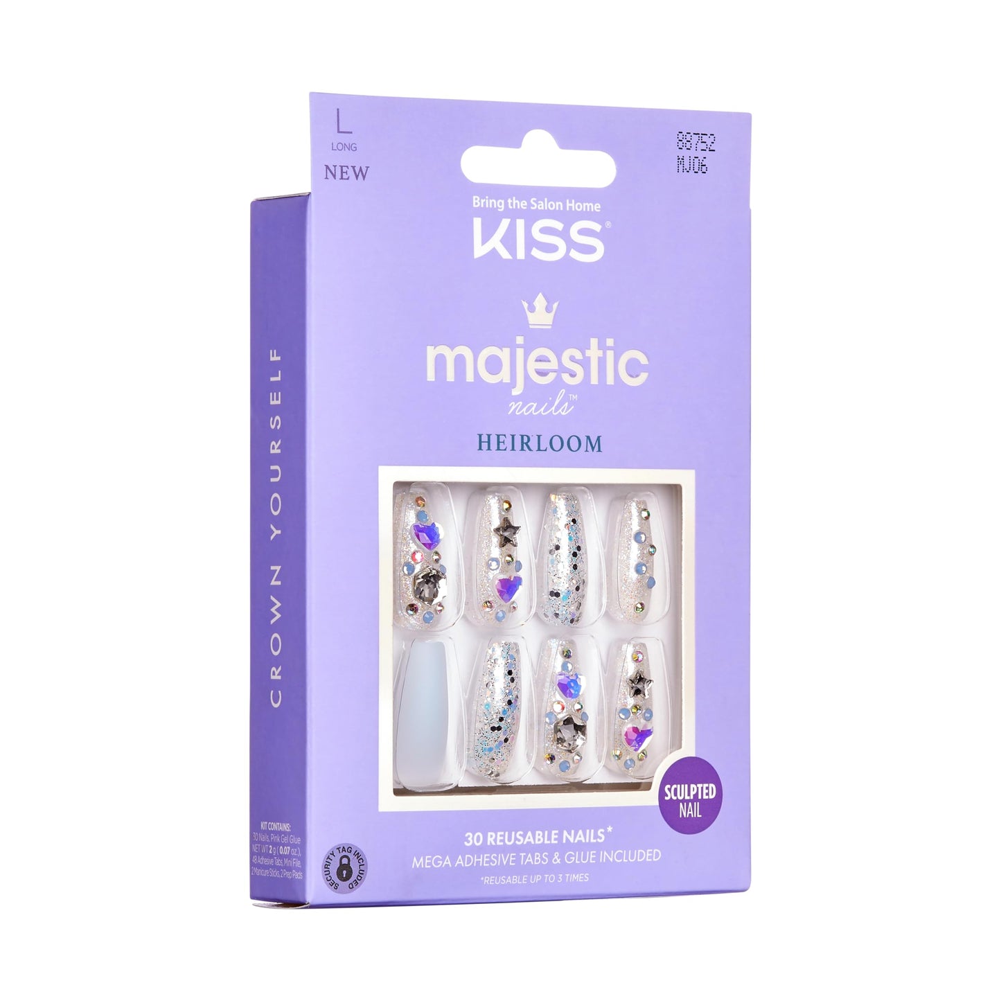 KISS Majestic Press On Nails, Nail glue included, 'Your Grace', Light Blue, Long Size, Coffin Shape, Includes 30 Nails, 2g glue, 2 Prep Pads, 2 of 24 Beauty & Personal Care KISS