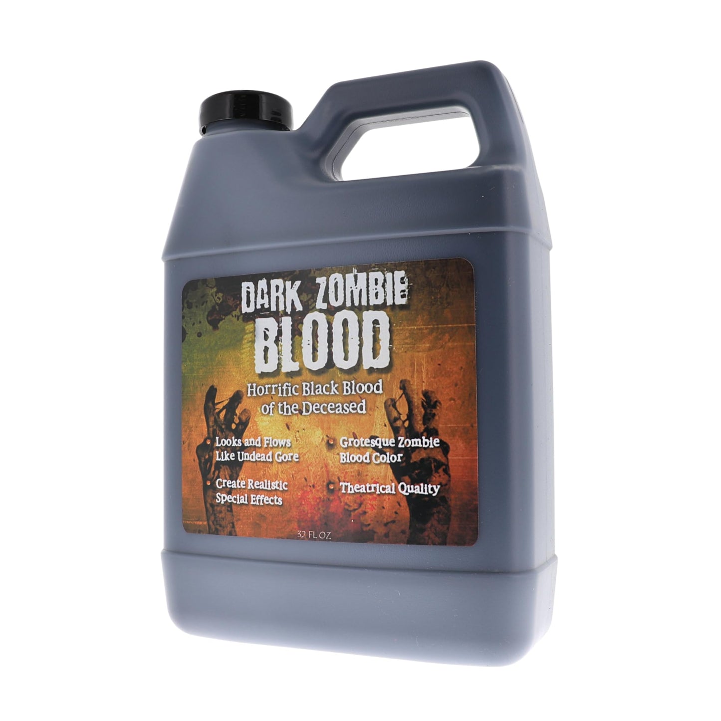 Dark Zombie Blood - 32 fl oz Bottle Ultra-Realistic Black Fake Blood for Halloween, Cosplay, Horror Makeup & SFX - Washable, Long-Lasting Formula