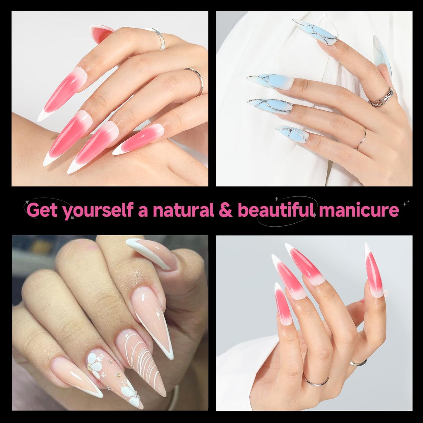 UNA GELLA XXL Stiletto Nail Tips, 312pcs Pre-shape Extra Long Stiletto Nails Tips Pre Etched Full Cover No Need File Clear Fake Nails for Party DIY Beauty and Personal Care UNA GELLA