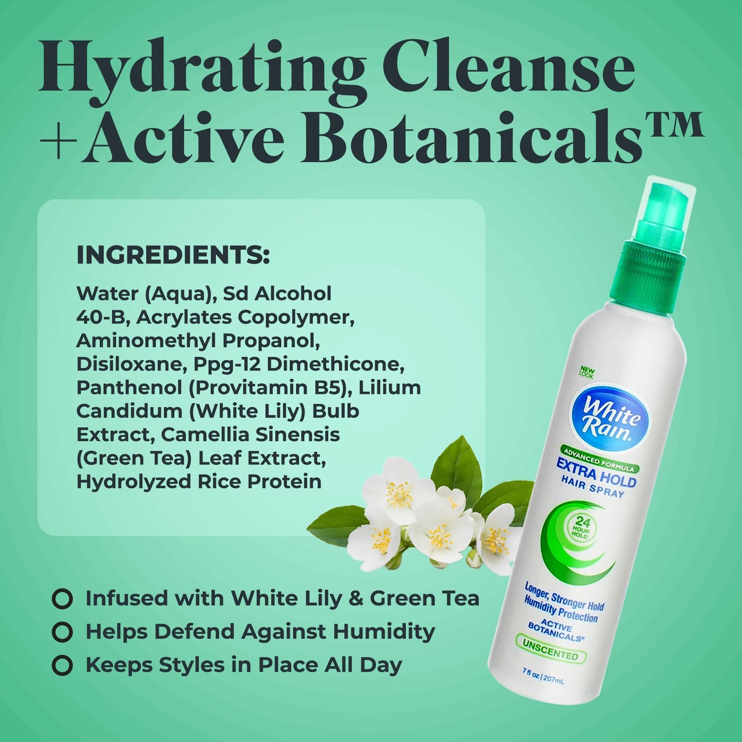 White Rain Hairspray Extra Hold Unscented, 7 oz (Pack of 2) - Non-Aerosol Hair Spray Extra Hold for Men & Women, Advanced Formula with Humidity