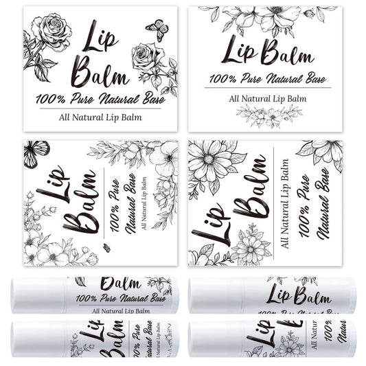 OLYCRAFT 100Pcs Self-Adhesive Lip Balm Tag Sticker 1.7~2.1x1.7~2.1 Inch Waterproof Adhesive Label with Flower Rectangle Lipstick Tag Sticker for Lip Beauty and Personal Care OLYCRAFT