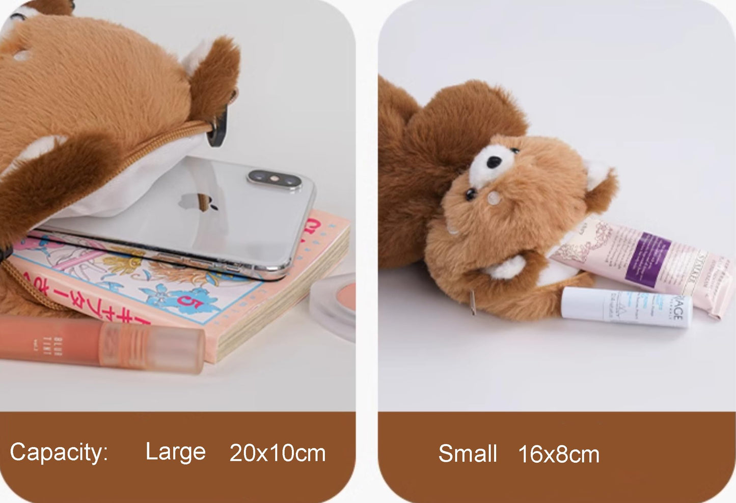 COSWHO Red Panda Hug Stuffed Backpack Cute Animal Plush Shoulder Bag (Large)