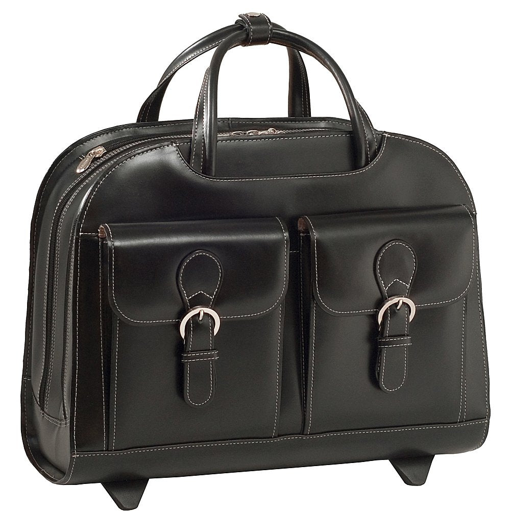 McKlein DAVIS, Top Grain Cowhide Leather, 15" Horizontal Wheeled Ladies' Laptop/Computer & Tablet Business Briefcase/Rolling Overnight Travel Bag