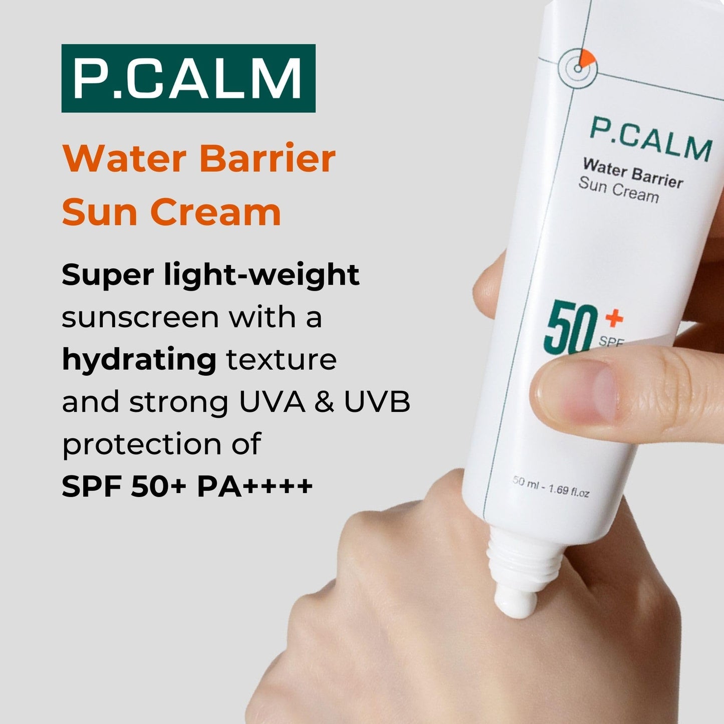 P.CALM Water Barrier Moisturizing Sun Cream Matte-Finish No White Cast SPF 50+ PA++++ Vegan Calming Moisture Daily Sunscreen for Dry Oily Sensitive