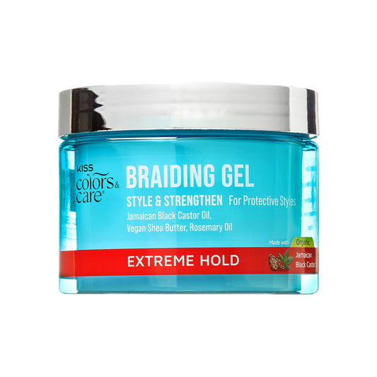 KISS COLORS & CARE Braid Gel Extreme Hold, 6 oz -Nourishing, Adds Shine, Moisture Boosting, Long Lasting Hold, For All Hair Types, Style