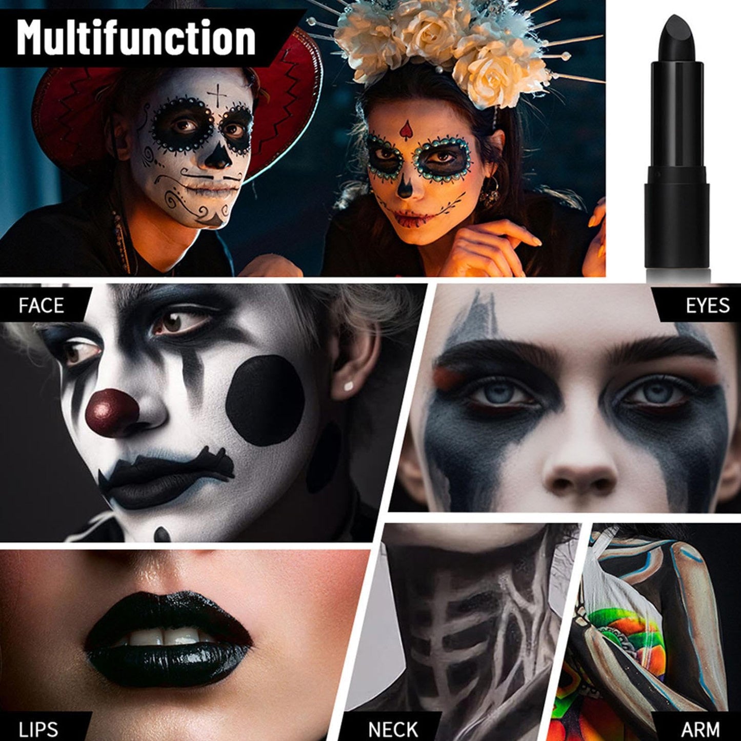 Shakven Black Face Paint Stick | Eye Black Stick, Face Paint, Body Paint, Waterproof, Long-lasting