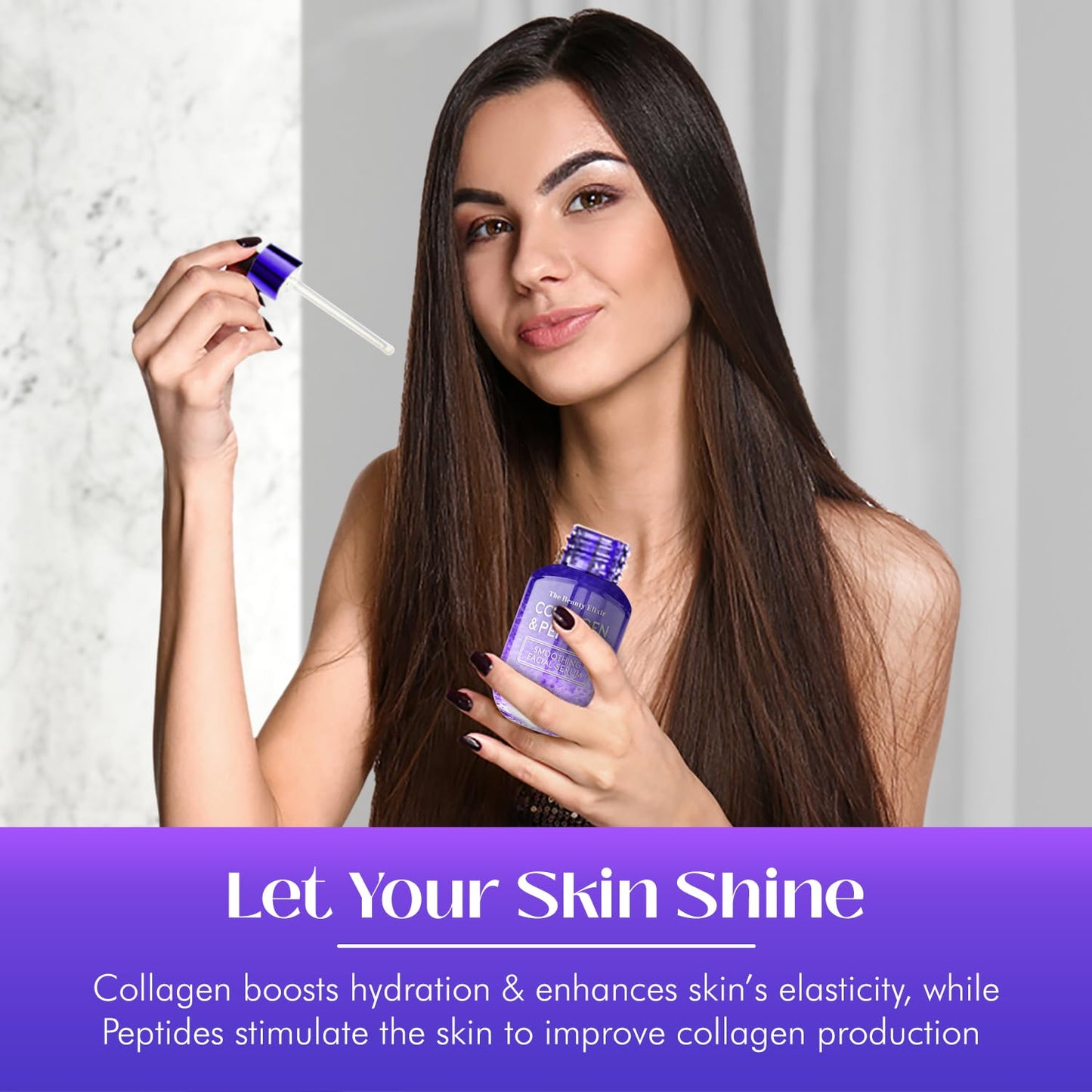 The Beauty Elixir Collagen & Peptides Serum For Face - Dermatologist Tested, Anti-Aging, Hydrating & Repairing Treatment for Fine Lines & Wrinkles