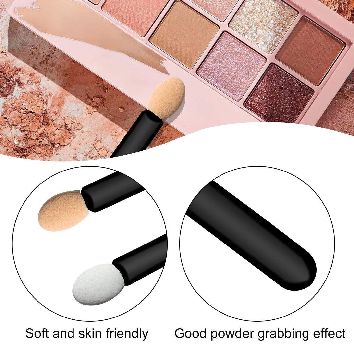 Eyeshadow Applicators Sponge Tip,120 Pcs Small Disposable Eye Shadow Applicators Sticks Double Sided 1.57Inch Portable Travel Mini Eye Makeup Brushes