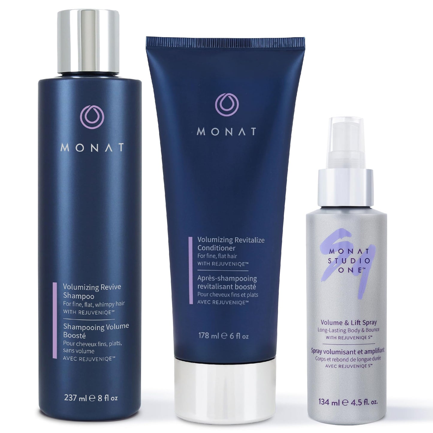 MONAT Revive Volumizing System - Hair Volume Enhancer Set with Revive Shampoo Volumizing Conditioner & Volume And Lift Spray