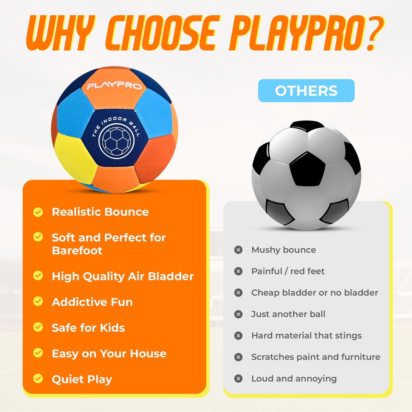 PLAYPRO Indoor House Training Soccer Ball, Size 4 (Blue, 4)