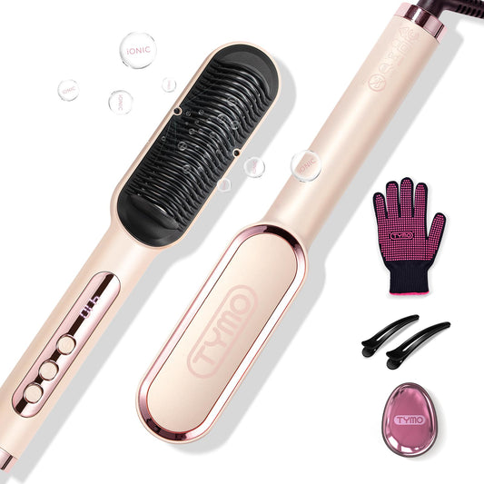 TYMO Ring Plus Ionic Hair Straightener Brush - Straightening Comb with Negative Ions for Women, Titanium Coating, 9 Temp Settings & LED Display, Dual Beauty and Personal Care TYMO Default Title