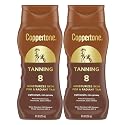 Coppertone Sunscreen Tanning Lotion SPF 8, Lightweight and Non Greasy Sunscreen, Water Resistant, Oxybenzone Free, Sun Tan Lotion Moisturizes Skin