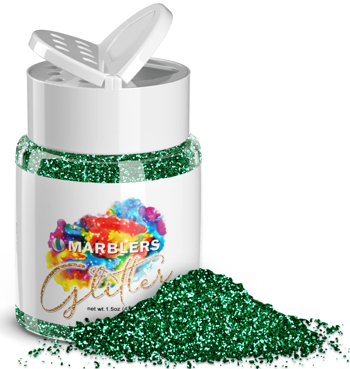 MARBLERS Twinkle Glitter [Christmas Green] 1.5oz (42g) | Fine | Non-Toxic, Vegan, Cruelty-Free | Face, Body, Eyeshadow, Hair, Festival, Party Makeup |
