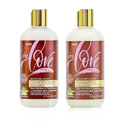 én Love Moisture Crush Shampoo & Conditioner with Coconut Milk & Aloe Vera for Deep Hydration, Smoothness, & Shine - Paraben, Mineral Oil, Petrolatum
