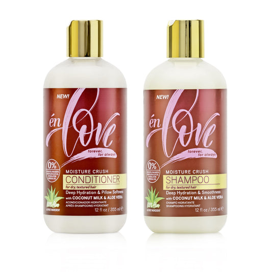 én Love Moisture Crush Shampoo & Conditioner with Coconut Milk & Aloe Vera for Deep Hydration, Smoothness, & Shine - Paraben, Mineral Oil, Petrolatum Beauty & Personal Care én Love