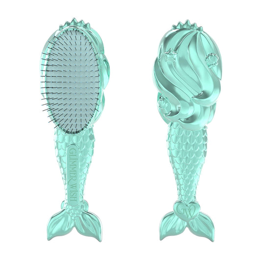Glimmer Wish Mermaid Detangling Hair Brush for Kids - Anti Frizz and Anti Static - Soft and Long Bristles to Detangle With Ease - Gentle on Hair Kids