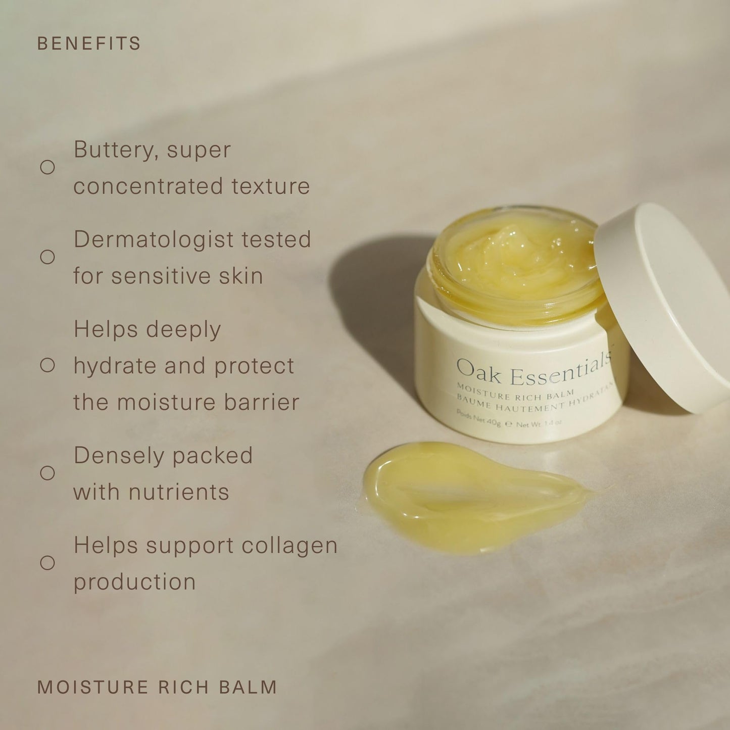 Oak Essentials Moisture Rich Face Balm, Hydrating Balm-to-Oil Face Moisturizer with Sea Buckthorn and Coconut Oils, Nourishing Skincare for Dry Skin