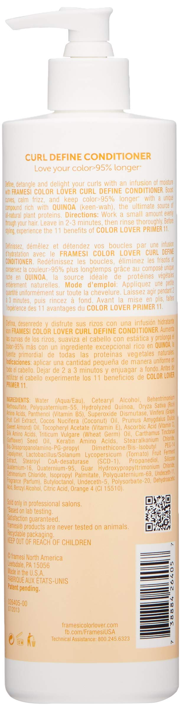 FRAMESI Color Lover, Curl Define Conditioner, 16.9 fl oz