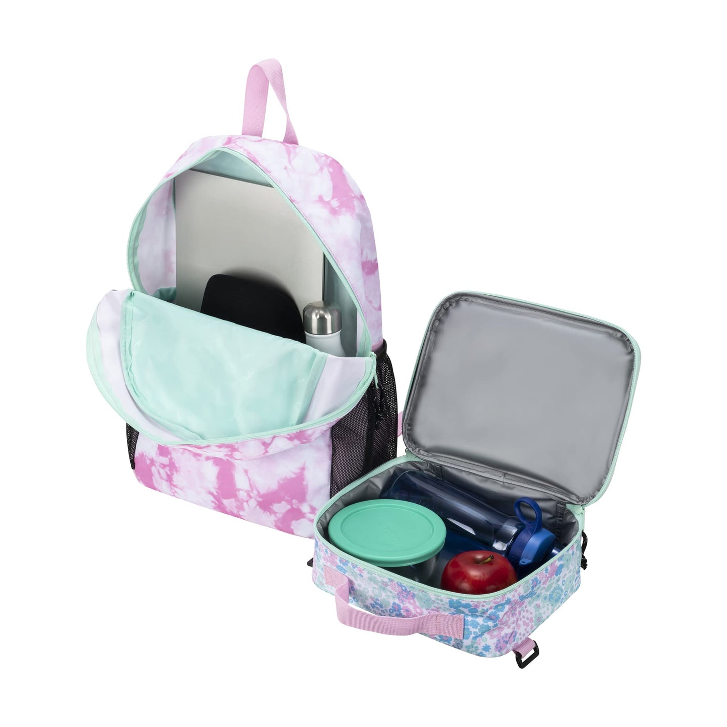 Champion Kids' Youth Backpacks & Lunch Kit Combo, Pink Candy/Aruba Blue, One-Size