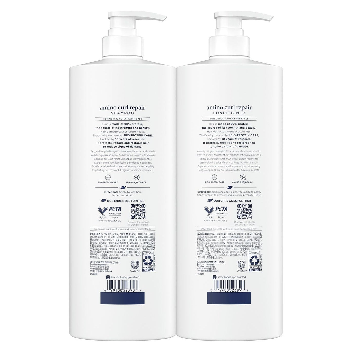 Dove Amino Curls Shampoo and Conditioner, 33.8 Fluid Ounce (Pack of 2)