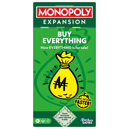 Monopoly Buy Everything Expansion | Add More Fun to Classic Monopoly Game and Play Faster | Ages 8+ | 2-6 Players | 40 Mins. | Family Board Games