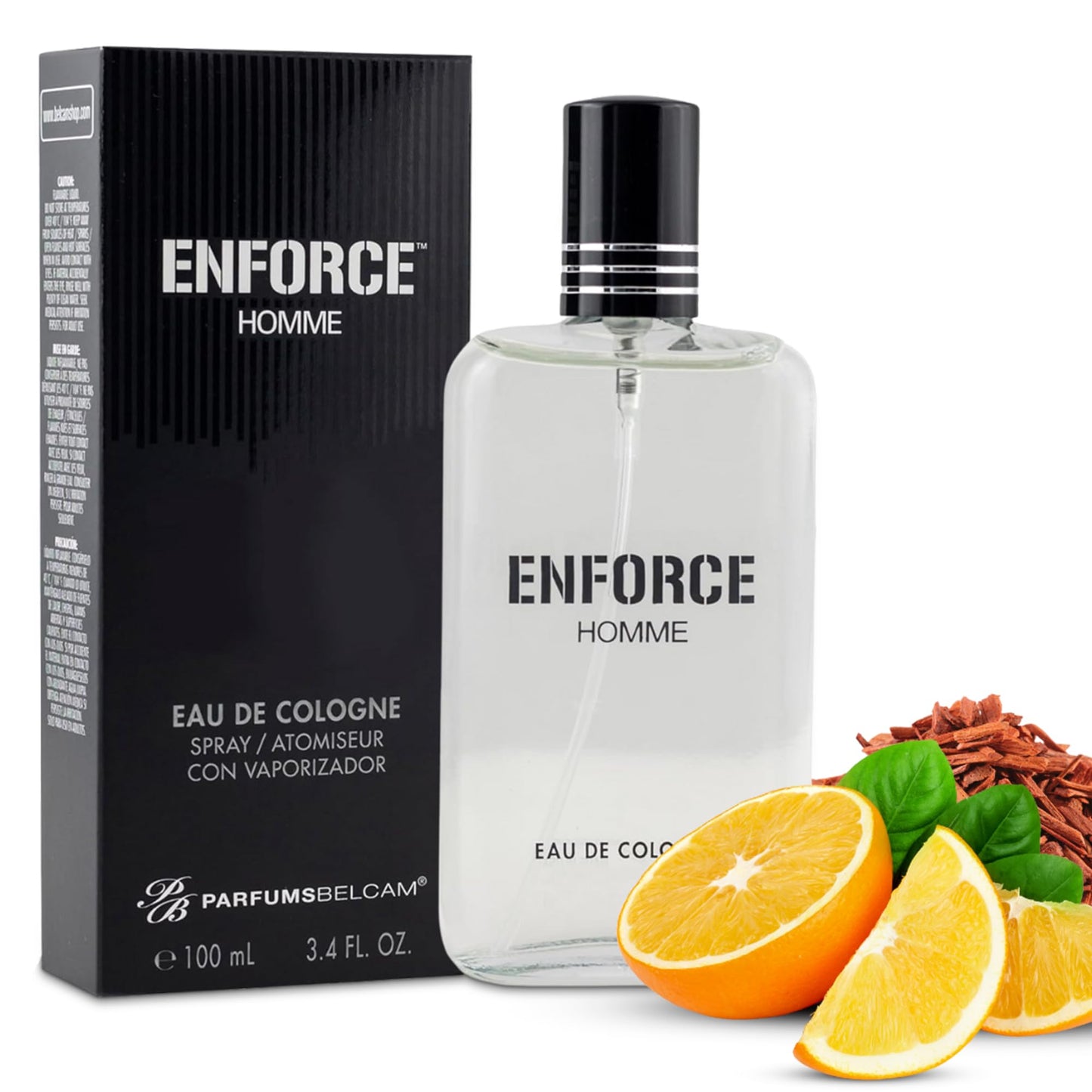 PB ParfumsBelcam Enforce Homme Eau de Toilette Spray for Men - Long-Lasting Woody Sandalwood Fragrance with Citrus & Musk, Masculine Cologne