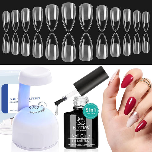 Beetles Gel Nail Kit Etch-X, Almond Medium, 500pcs 12 Sizes Beauty and Personal Care beetles Gel Polish Default Title