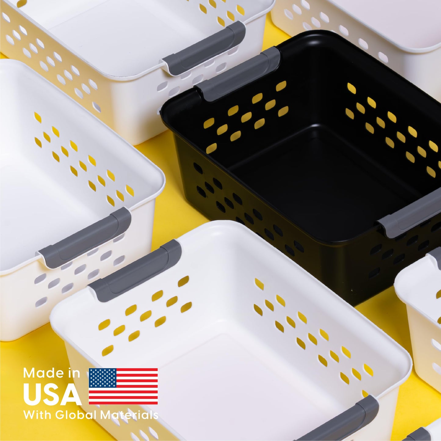 IRIS USA Plastic Basket, 8-Pack, Small, Shelves Storage Basket for Organizing Pantry Cabinet Bedroom Office Craft Room, White