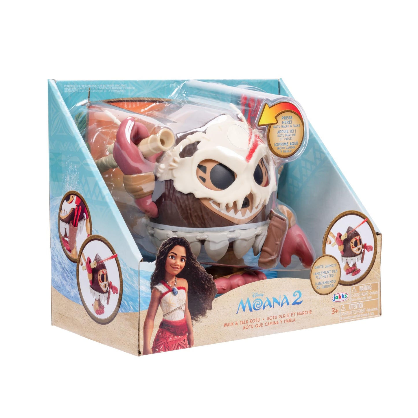 Disney's Moana 2 Kotu Figure Walk & Talk Kotu with Mask, Dagger, Dart Tool and 3 Play Darts - Officially Licensed by Disney, Great Birthday for Girls…