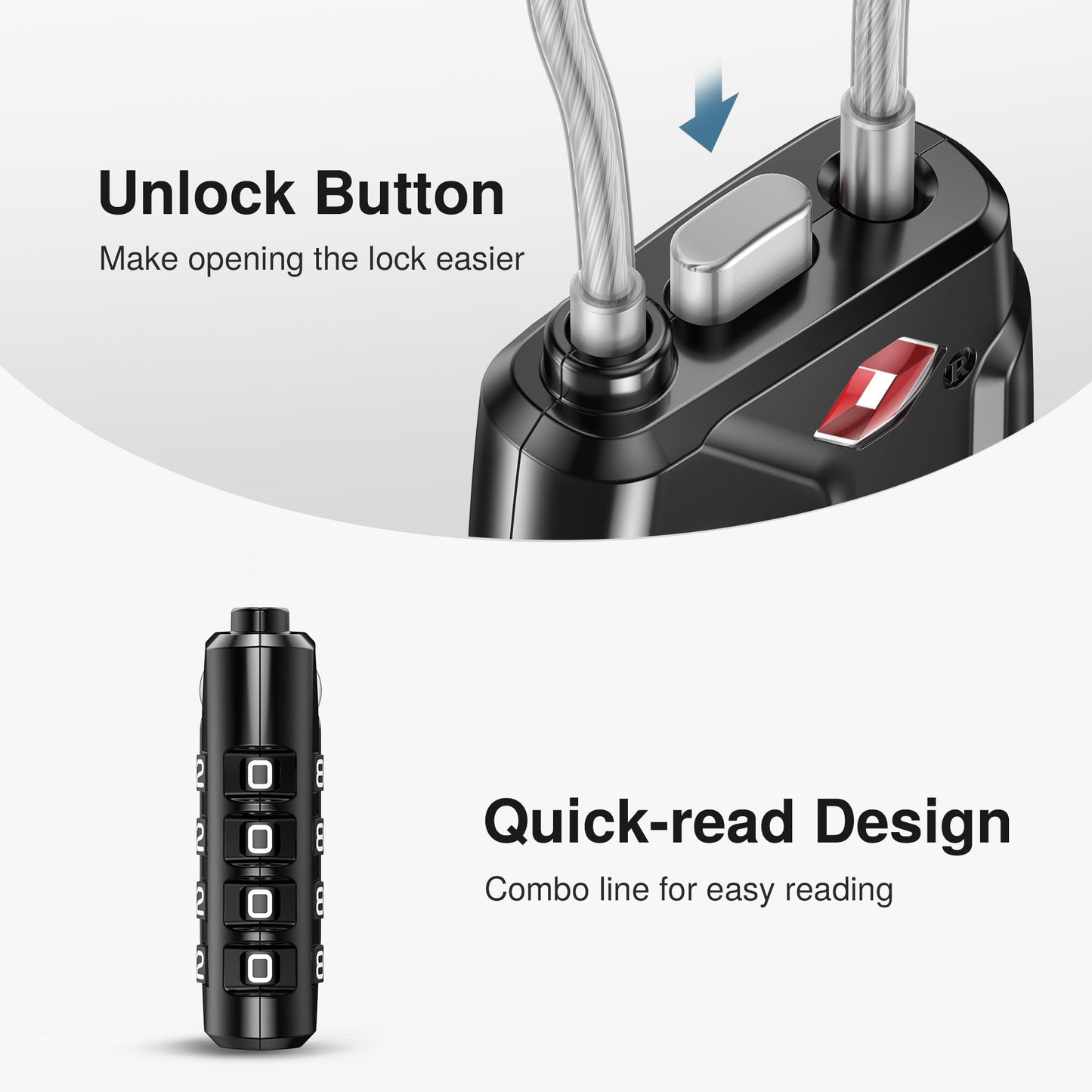 Puroma 2 Pack TSA Luggage Locks – 4-Digit Combination, Resettable Code Lock for Suitcases, Backpacks, Gym & Travel Bags