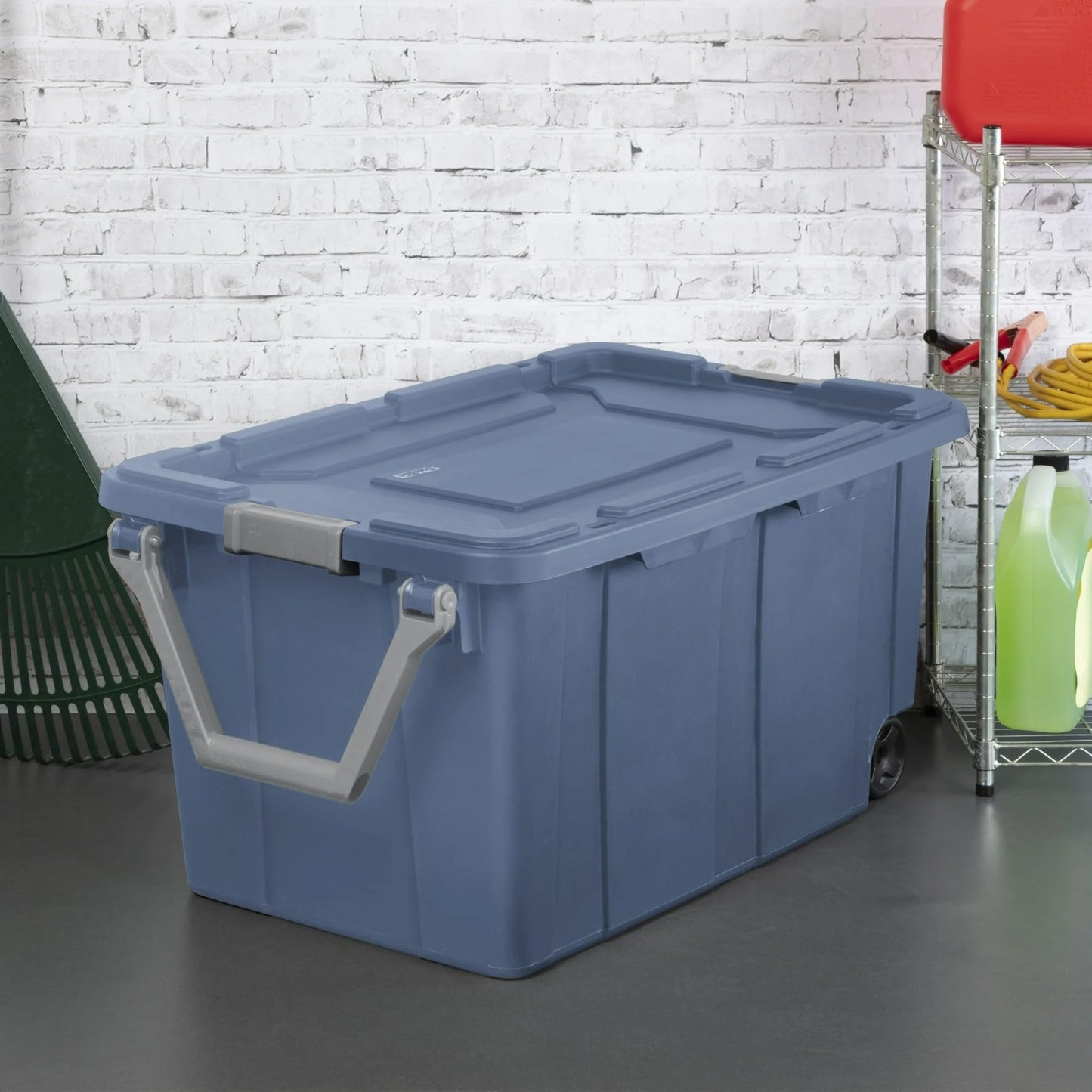 CNEIESD 40 Gallon Plastic Storage Box, Wheeled Industrial Tote, Pack of 2
