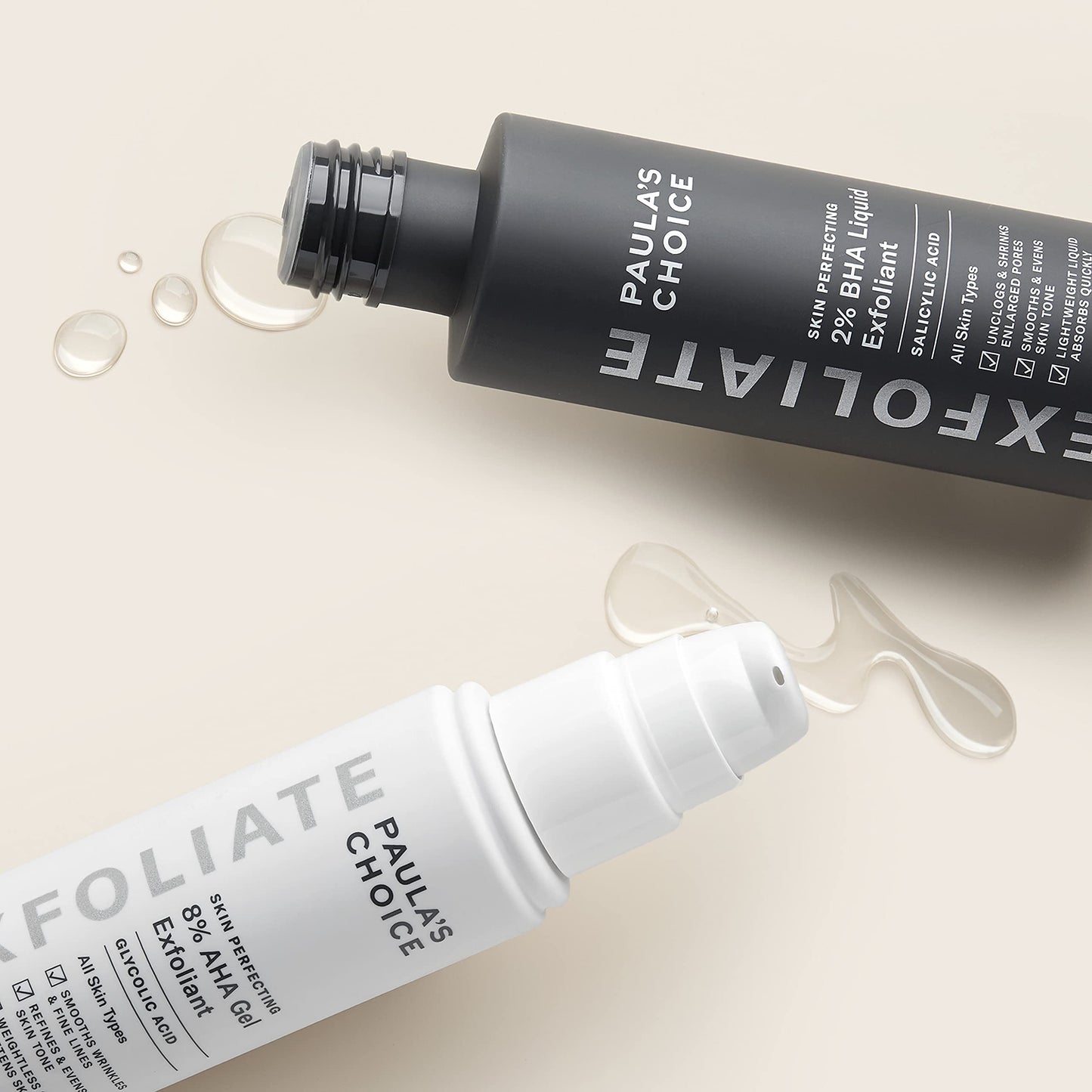 Paula's Choice SKIN PERFECTING 8% AHA Gel Exfoliant & 2% BHA Liquid Duo - Facial Exfoliants for Blackheads, Enlarged Pores, Wrinkles, and Fine Lines