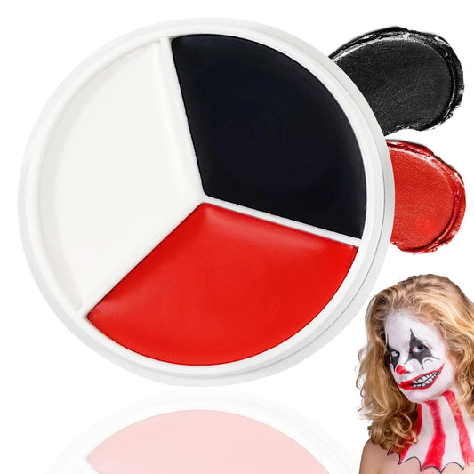 Black White Red Face Body Paint Foundation Cream Makeup,Halloween Cream Clown Face Body Paint Makeup Kit for Goth Zombie Vampire Skeleton Cosplay