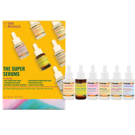 Good Molecules The Super Serums Discovery Set - 6 Mini Serums (0.5 Fl Oz Each) - Hyaluronic Acid, Niacinamide, Discoloration Correcting, Daily Beauty and Personal Care Good Molecules Default Title