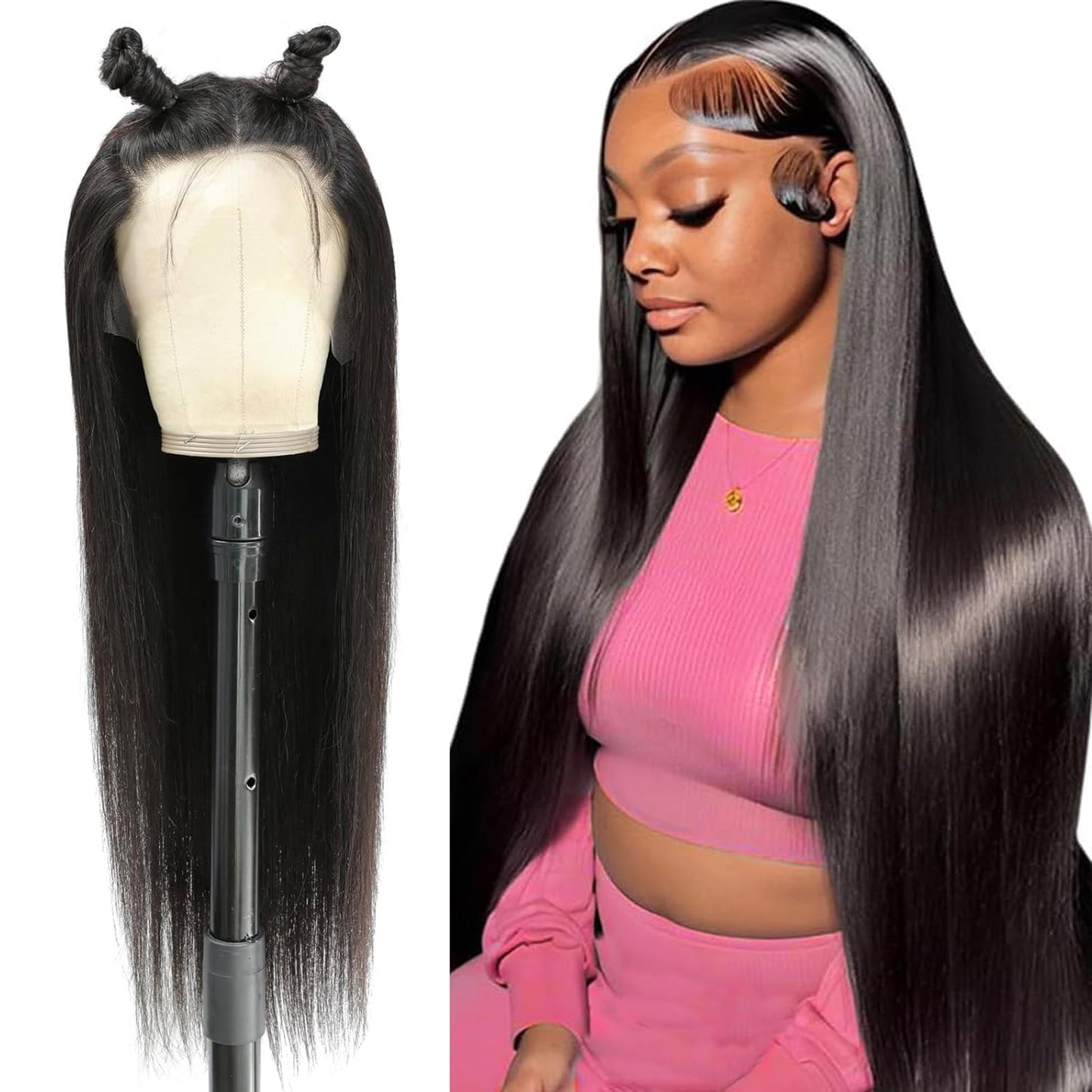 LETMIEO 26 Inch 13x6 Lace Front Wigs Human Hair Straight Wigs Human Hair 13x6 Real 100% Virgin Hair 180 Density HD Transparent Lace Frontal Wigs Beauty and Personal Care LETMIEO