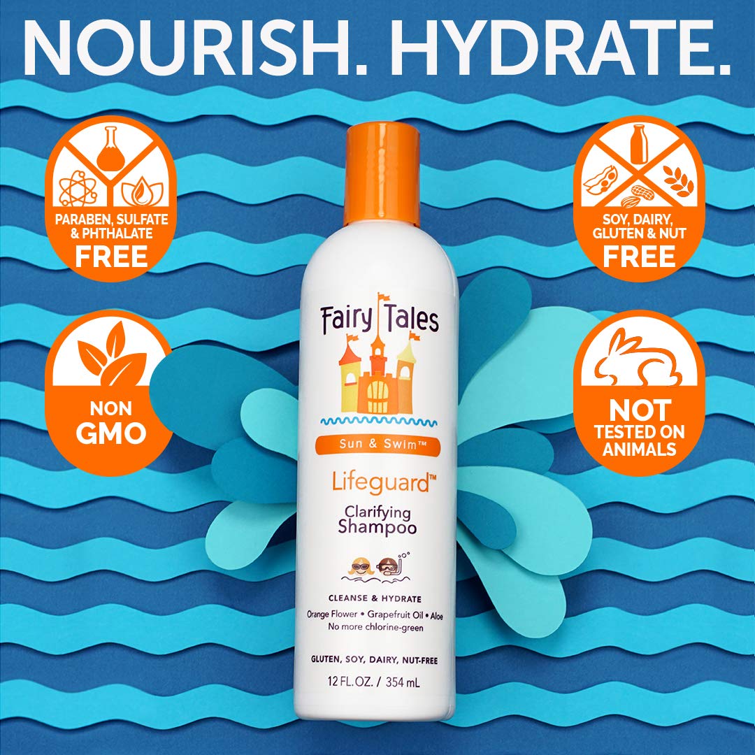 Fairy Tales Sun & Swim Shampoo & Conditioner for Kids - Chlorine Removal Swim Shampoo, Removes Green Pool Tones, Sea Salt & Mineral Buildup