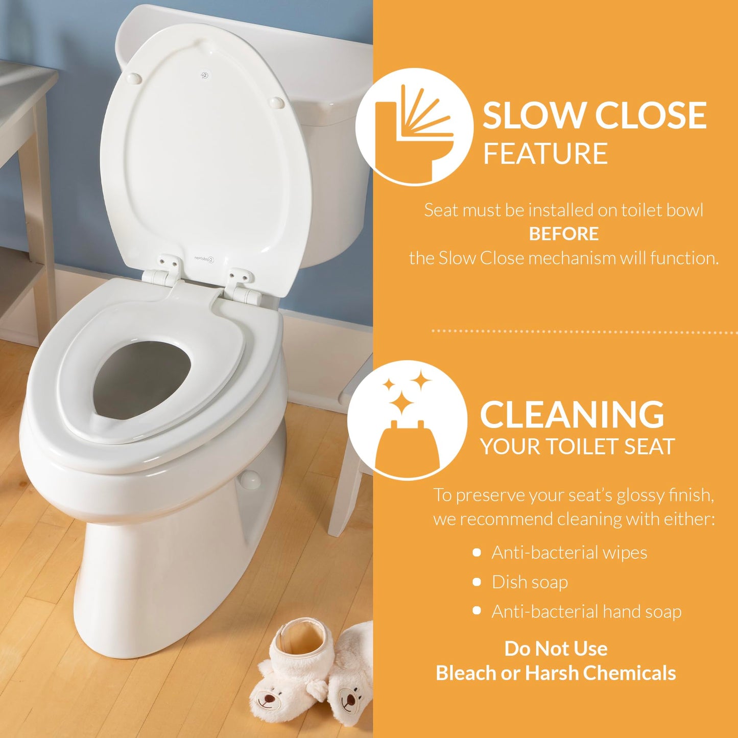 Mayfair NextStep2 Elongated Toilet Seat with Built-In Toddler Potty Training Seat, Slow Close, Easy Clean, White, Made in USA