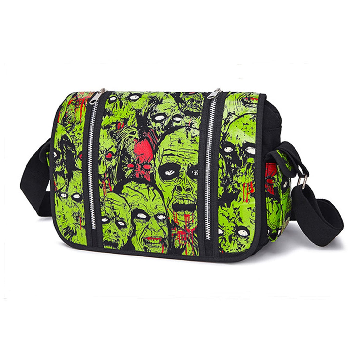 MEOKIM Gothic Canvas Backpack with Printed Skull - Green Tote Bag