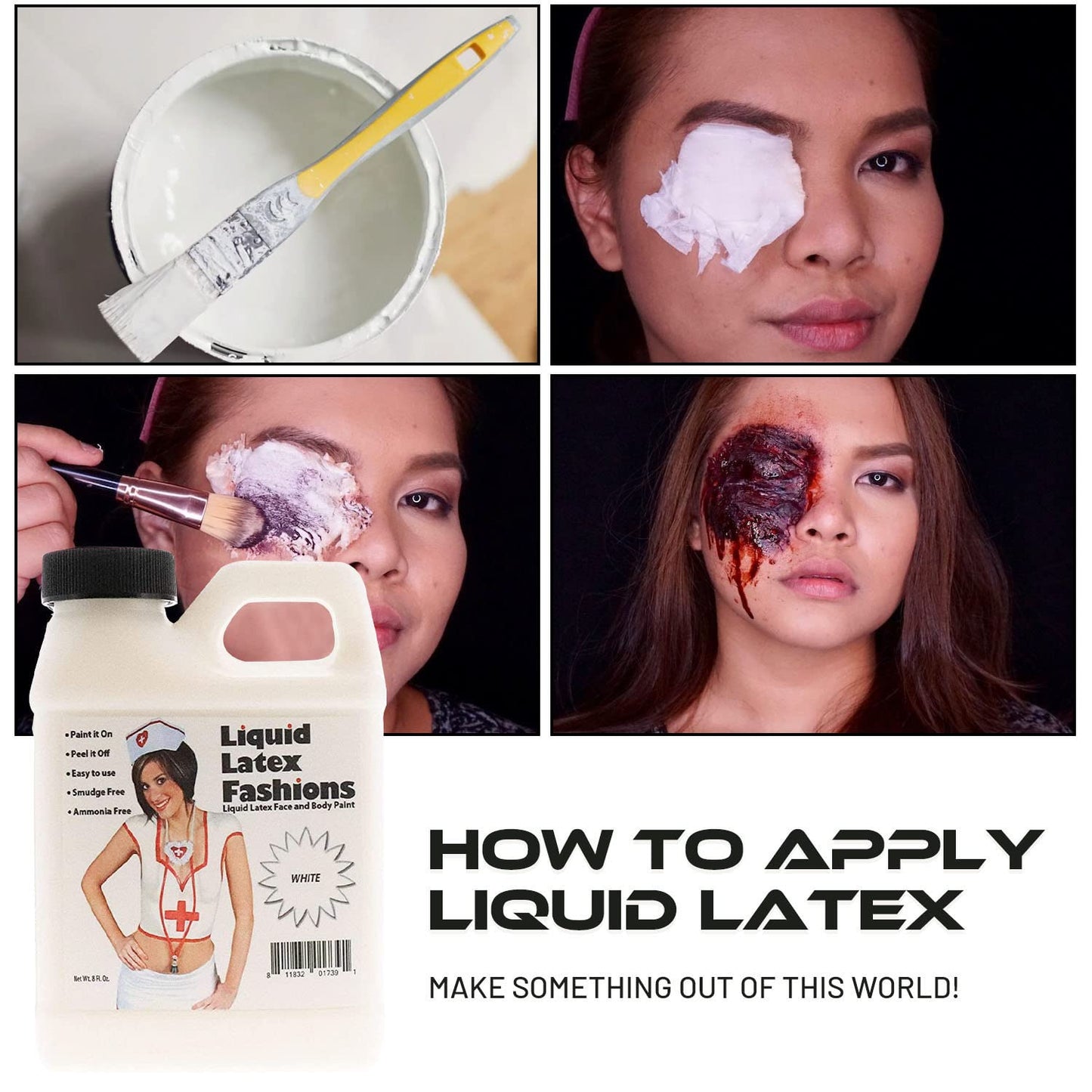 Liquid Latex Fashions - Ammonia Free Halloween Easy Peel Off Body Paint, Ideal for Art, Theater, Parties, School Plays, Cosplays and Concerts, White