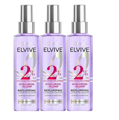 L'Oreal Paris Elvive Hyaluron Plump Moisture Plump Hair Serum for Dehydrated, Dry Hair with Hyaluronic Acid Care Complex, Paraben-Free, 4.4 Fl Oz (3