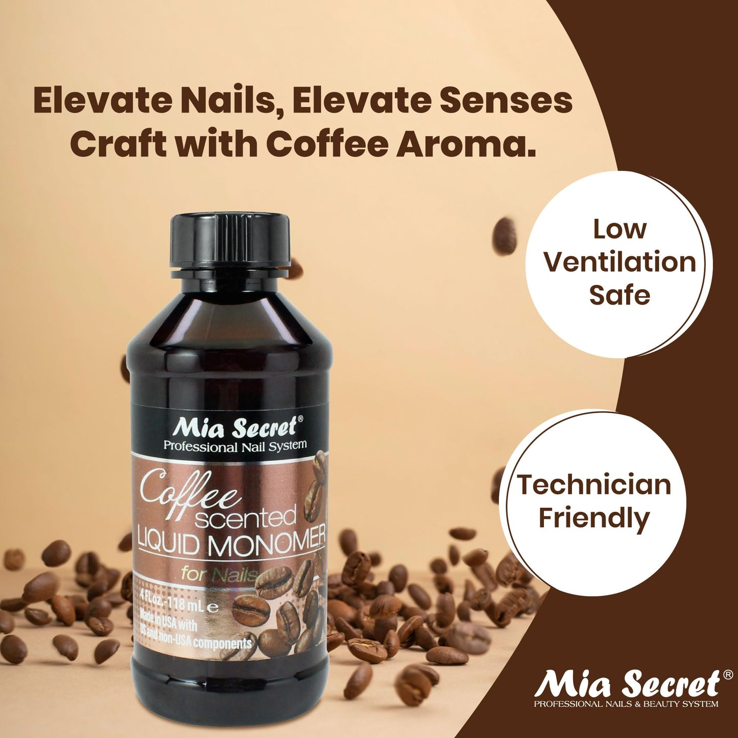 Mia Secret COFFEE SCENTED Liquid Monomer - Alternate Acrylic Nail Liquid for Acrylic Powder - EMA monomer - Scented Nail Monomer liquid - ema monomer Beauty & Personal Care Mia Secret