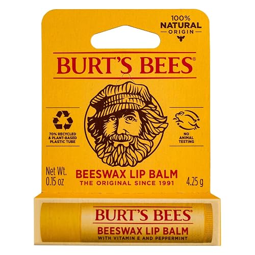 Burt's Bees 100% Natural Moisturizing Lip Balm, Original Beeswax With Vitamin E & Peppermint Oil, 1 Tube