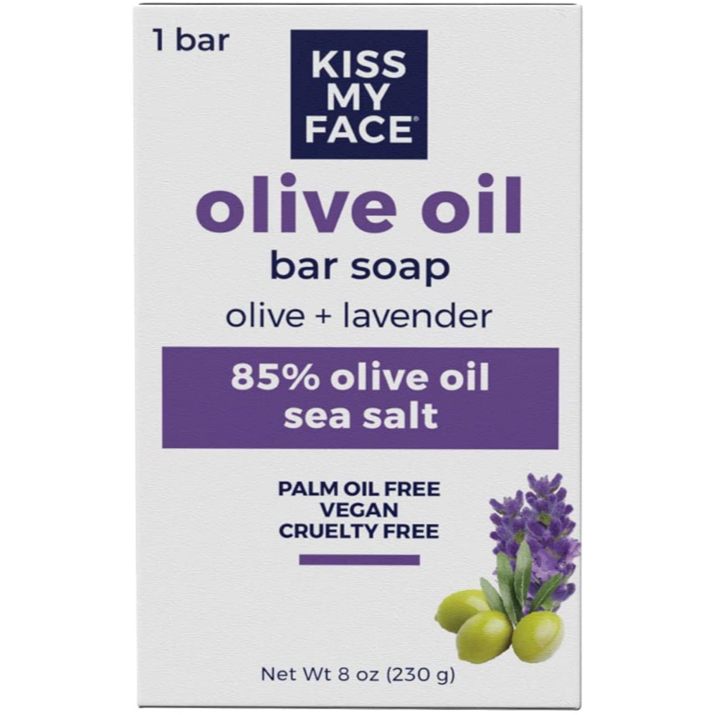 Kiss My Face Olive Oil & Lavender Bar Soap 8 oz Beauty & Personal Care Kiss My Face