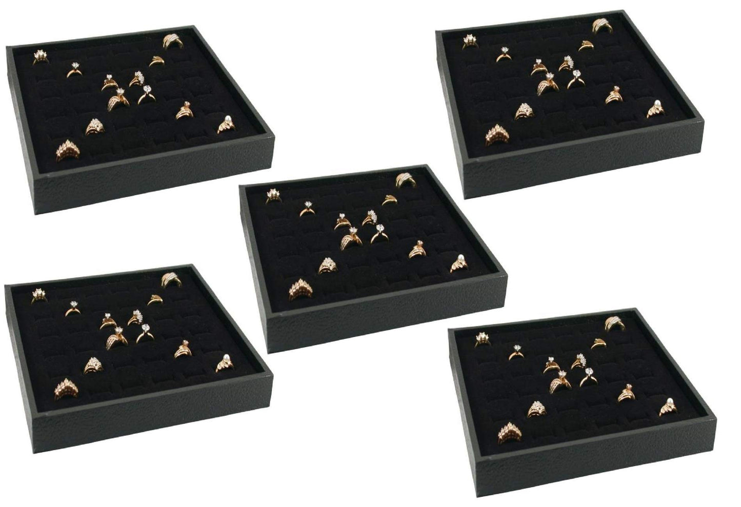 888 Display USA - Jewelry Display Case Box 36 Ring Velvet Insert (Black, 5)