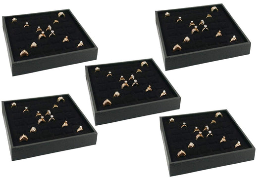 888 Display USA - Jewelry Display Case Box 36 Ring Velvet Insert (Black, 5)