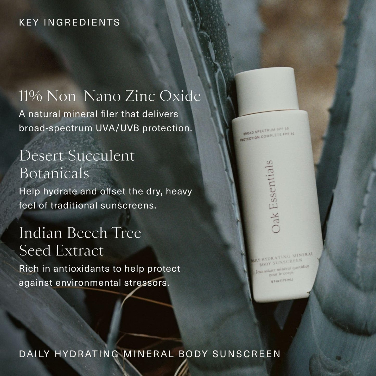 Oak Essentials Daily Hydrating Mineral Body Sunscreen SPF 30, Broad Spectrum 11% Non-Nano Zinc Oxide Sunblock, Lightweight Mineral Sunscreen for Dry