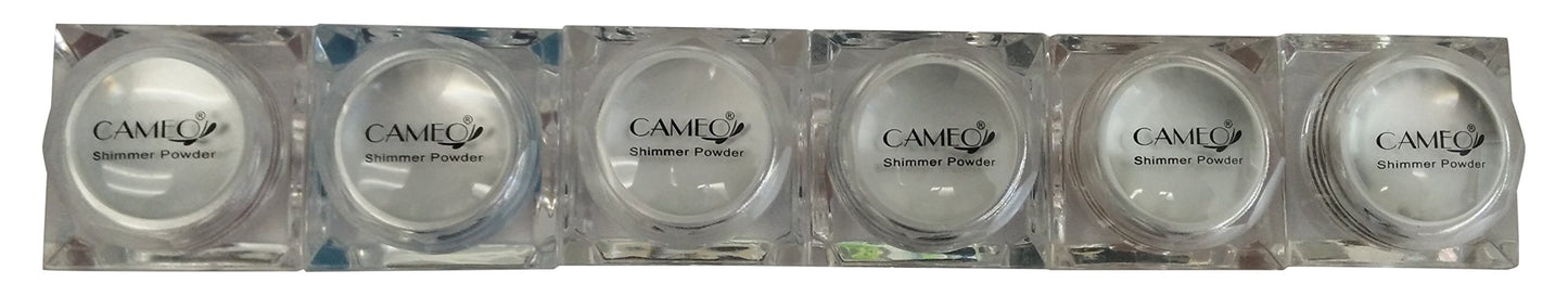 Cameo Cosmetics Body, Eyes, Face Light Glitter Shimmer Powder Set, 6 Piece
