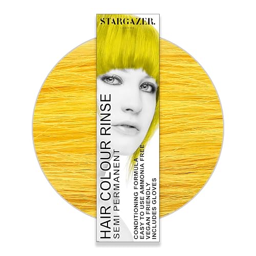 StarGazer Semi Permanent Hair Color - YELLOW - Amonia Free Hair Dye Includes Gloves